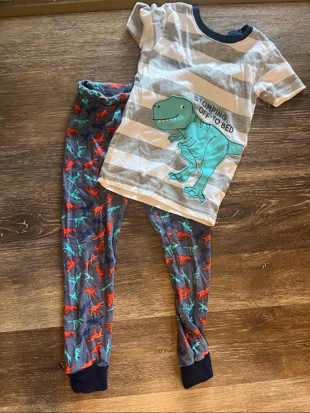 Carter's Teal & Gray Dino Pajama Set